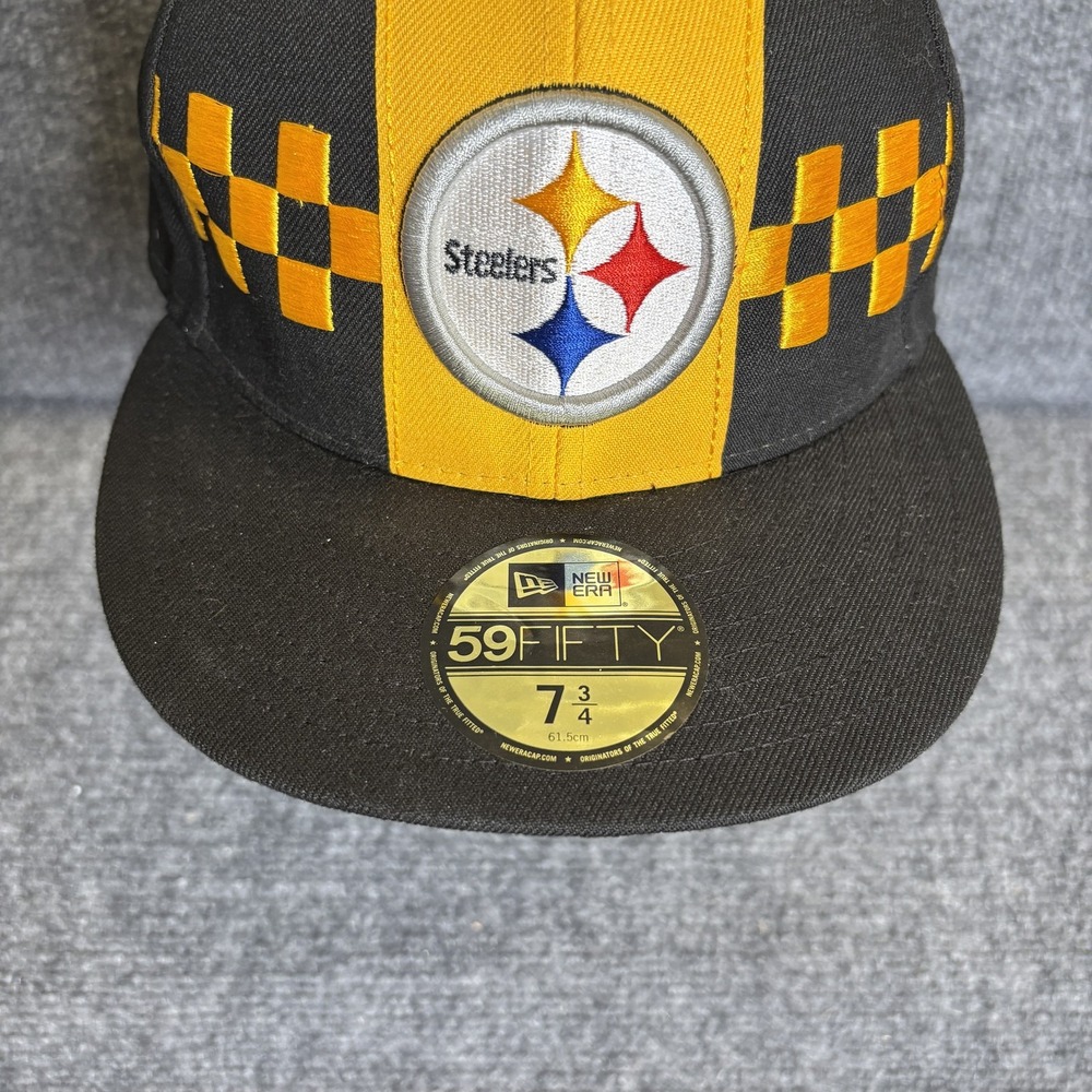 Pittsburgh Steelers Hat Cap Fitted Mens 7 3/4 Black Yellow NFL Football New Era - Picture 5 of 10